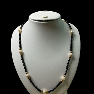 164 MARELLA Black and Gold Pearl Necklace